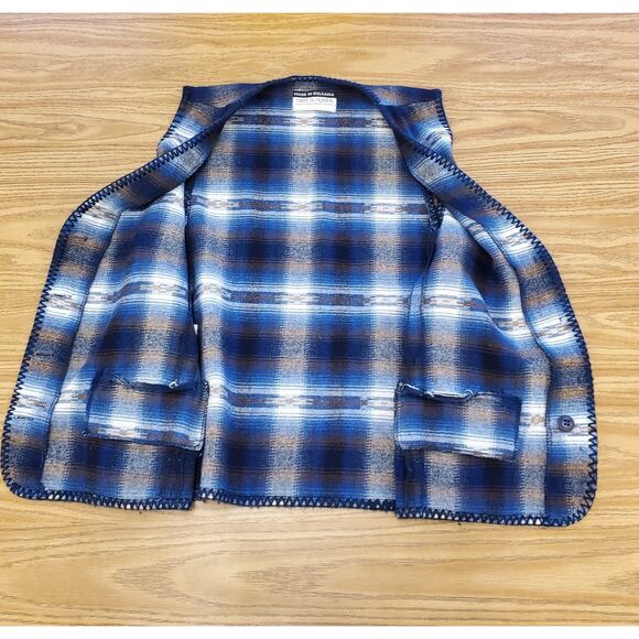 First In Fashion Collectible Blue Plaid Wool Vest Large - Picture 5 of 10